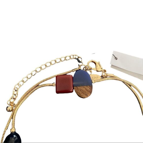 CHICO’S Zoey Multi-Colored Geometric Single Strand Gold Tone Necklace - Picture 2 of 4